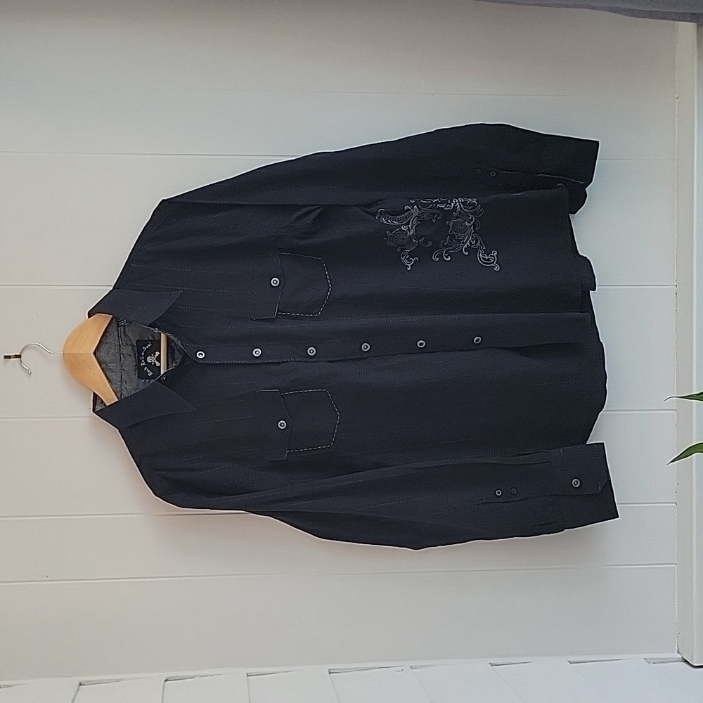 Button down rock and roll embroidered shirt